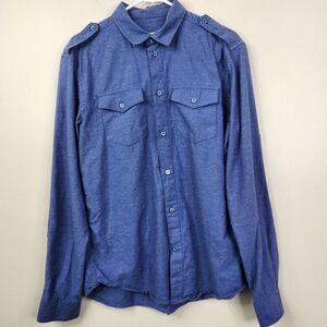 Versace Jeans Mens Slub Knit 2 Pocket Long Sleeve Full Button Down Shirt Small